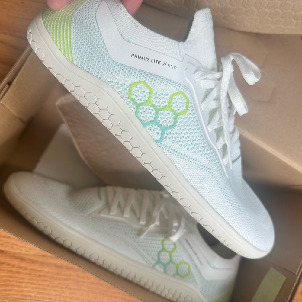 Vivo barefoot White and Green Sneakers with Breathable Mesh